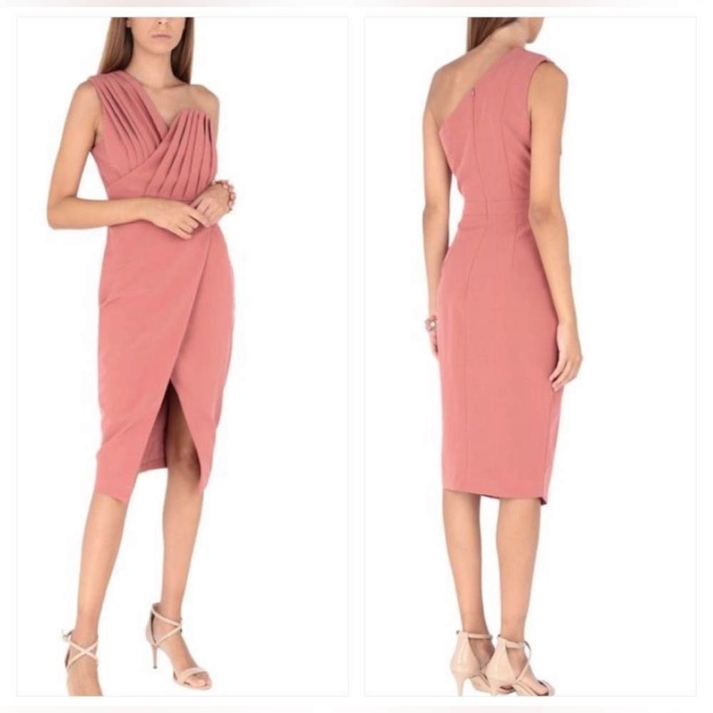 Lavish Alice One Shoulder Dress Dusty Rose